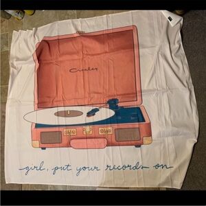 Crosley Record Player Tapestry with Pink and Blue Design